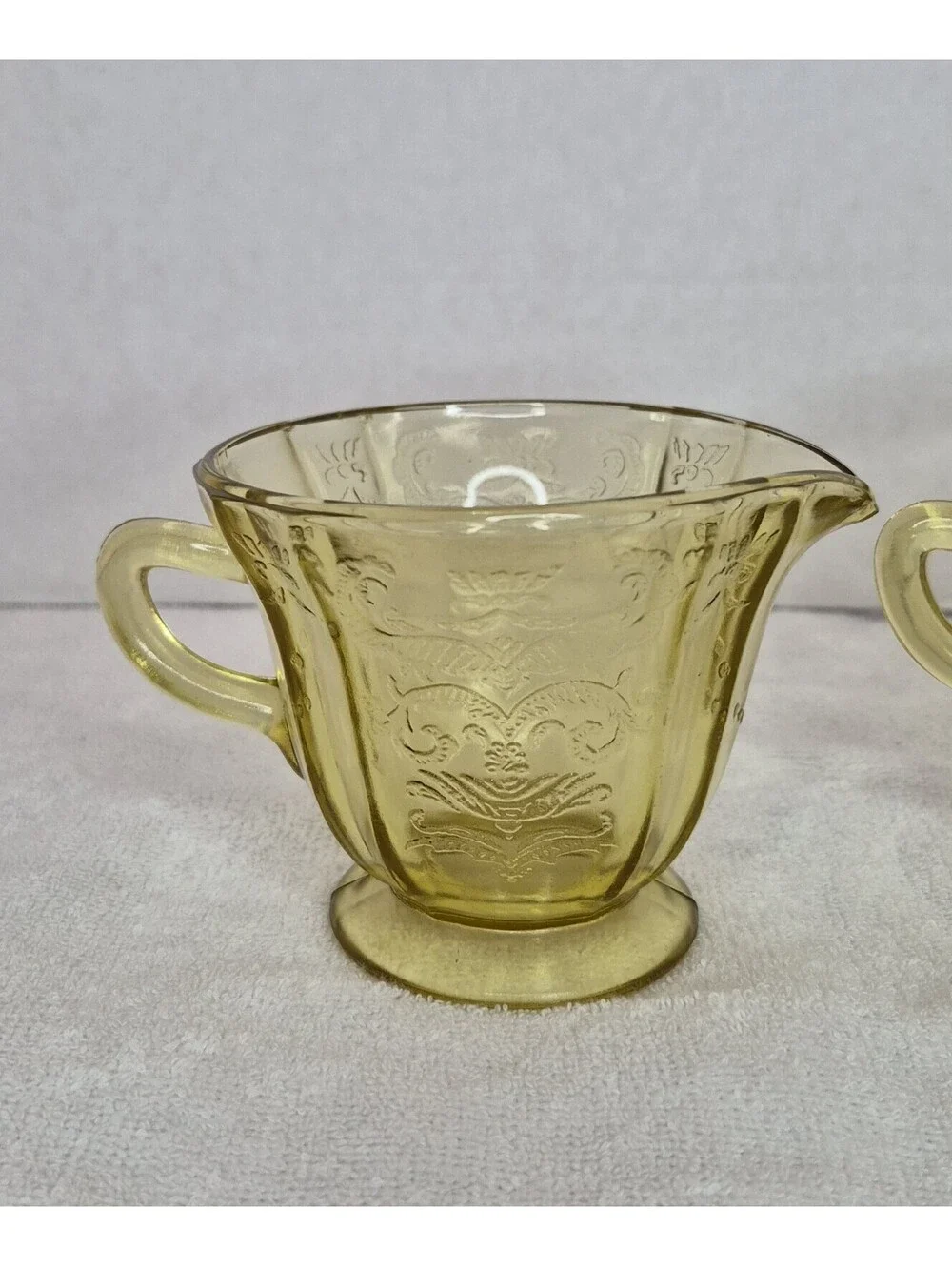 1930'S Federal Depression Glass Madrid pattern creamer and sugar
